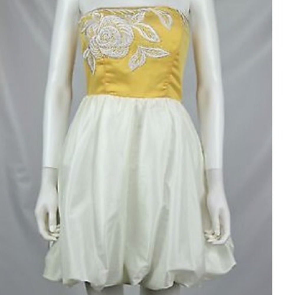 Betsey Johnson Yellow And White Evening gown